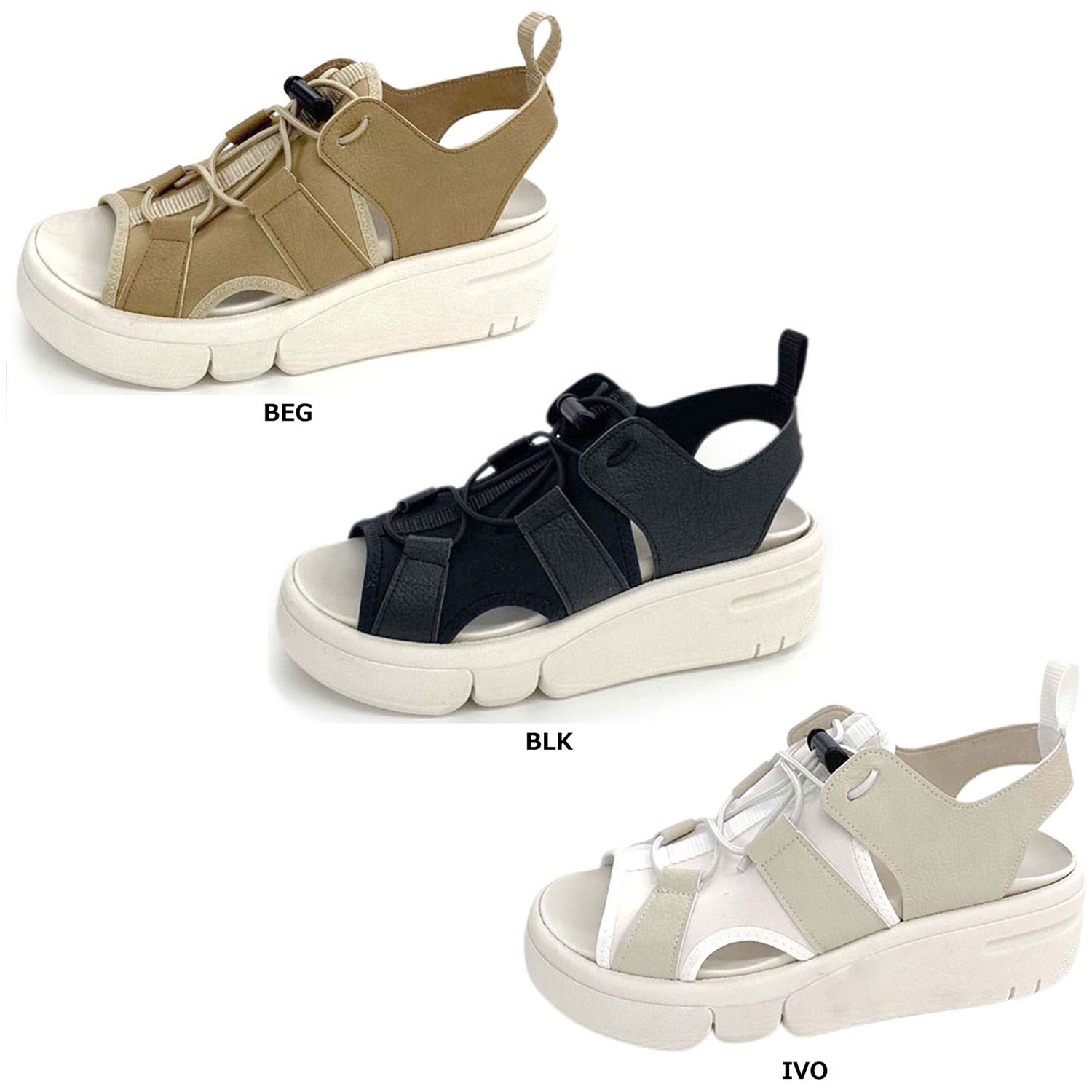 リゲッタ Re:getA RE253 軽量厚底スポーティーサンダル RE253