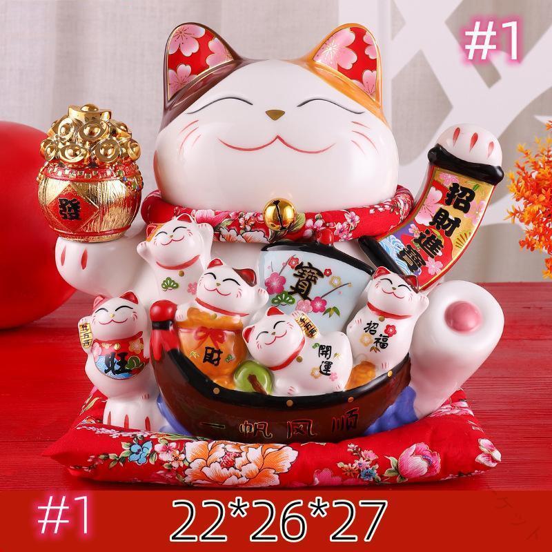 招き猫 貯金箱 開運グッズ 陶器製 店舗用 開業祝い プレゼント 繁栄祈願 ビジネス向け 幸運を呼ぶ 置物 卓上装飾 大サイズ 縁起物 商売繁盛 金運アップ 福を招く オフィス飾り 贈り物 ギフト