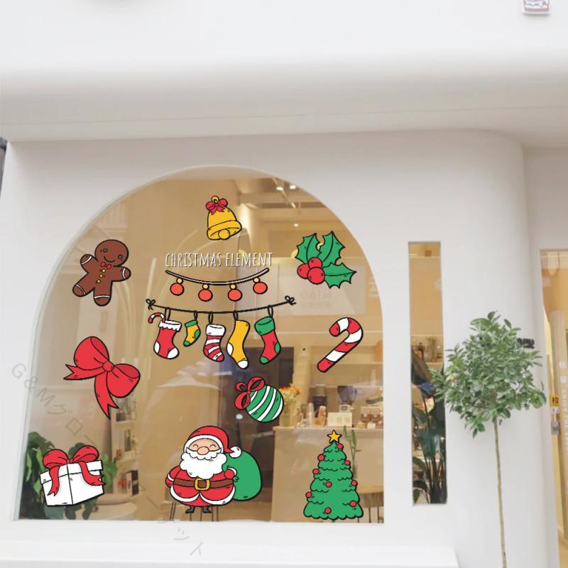 」 クリスマス 窓飾り 静電式ステッカー 再剥離可能 おしゃれデコレーション ガラス用 店舗装飾 リビング飾り 玄関アート ショーウィンドウ ペット素材 カラフル印刷 季節の装飾 簡単貼り付け はがせるステッカー ホリデーアイテム