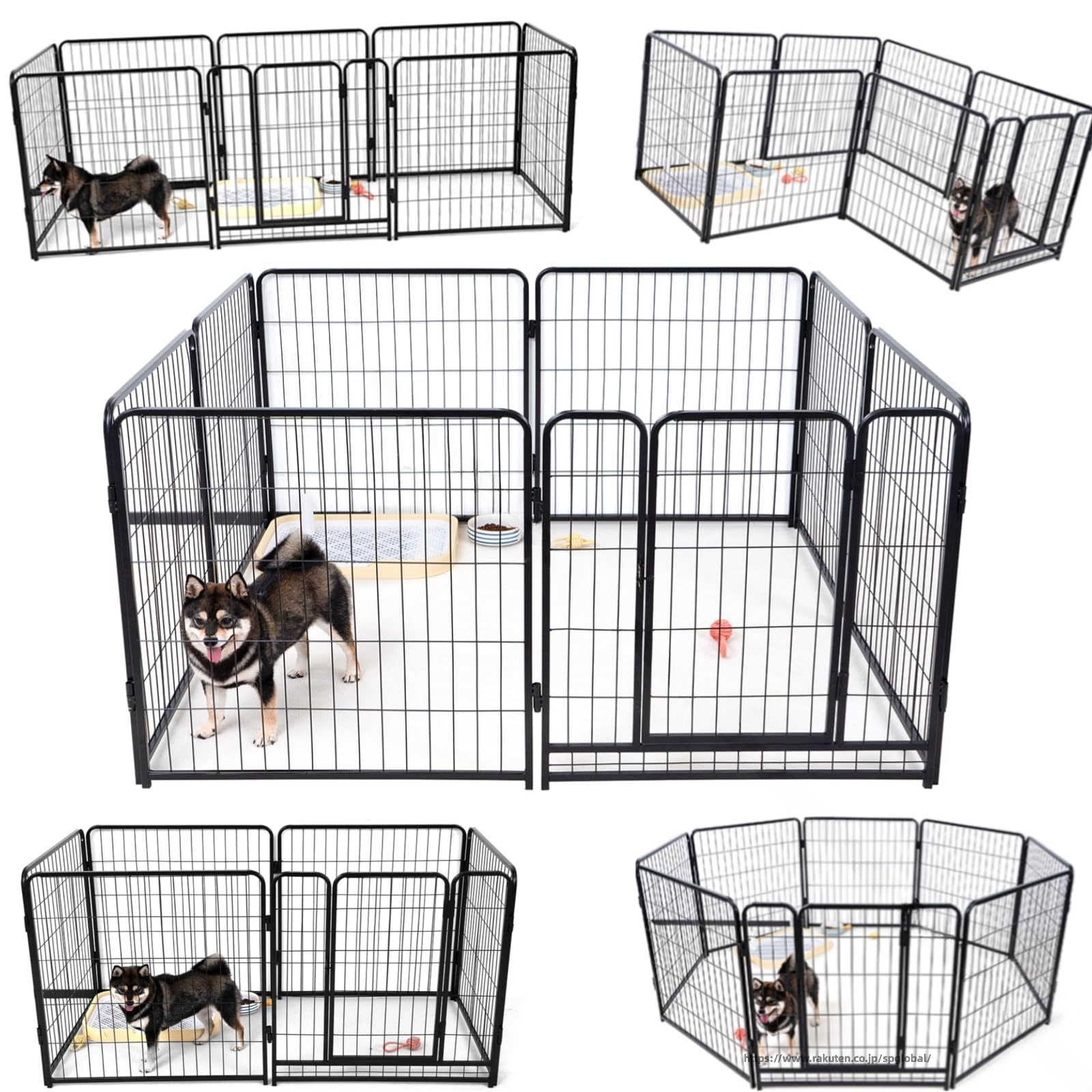 ペットサークル 犬用ケージ スチール製 中大型犬用 ブラック 高さ 98cm 8枚組 コンパクト 組立簡単 複数連結可能 室内 室外兼用 組み替えOK 犬 フェンス｜G＆Mグローバルマーケット