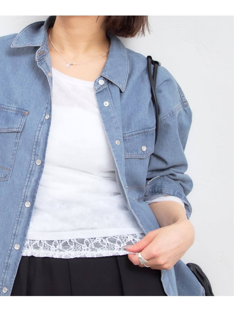 フェイクレイヤードレーストップス U by SPICK&SPAN ユーバイスピックアンドスパン トップス カットソー・Tシャツ ブラック ホワイト【送料無料】[ Fashion]