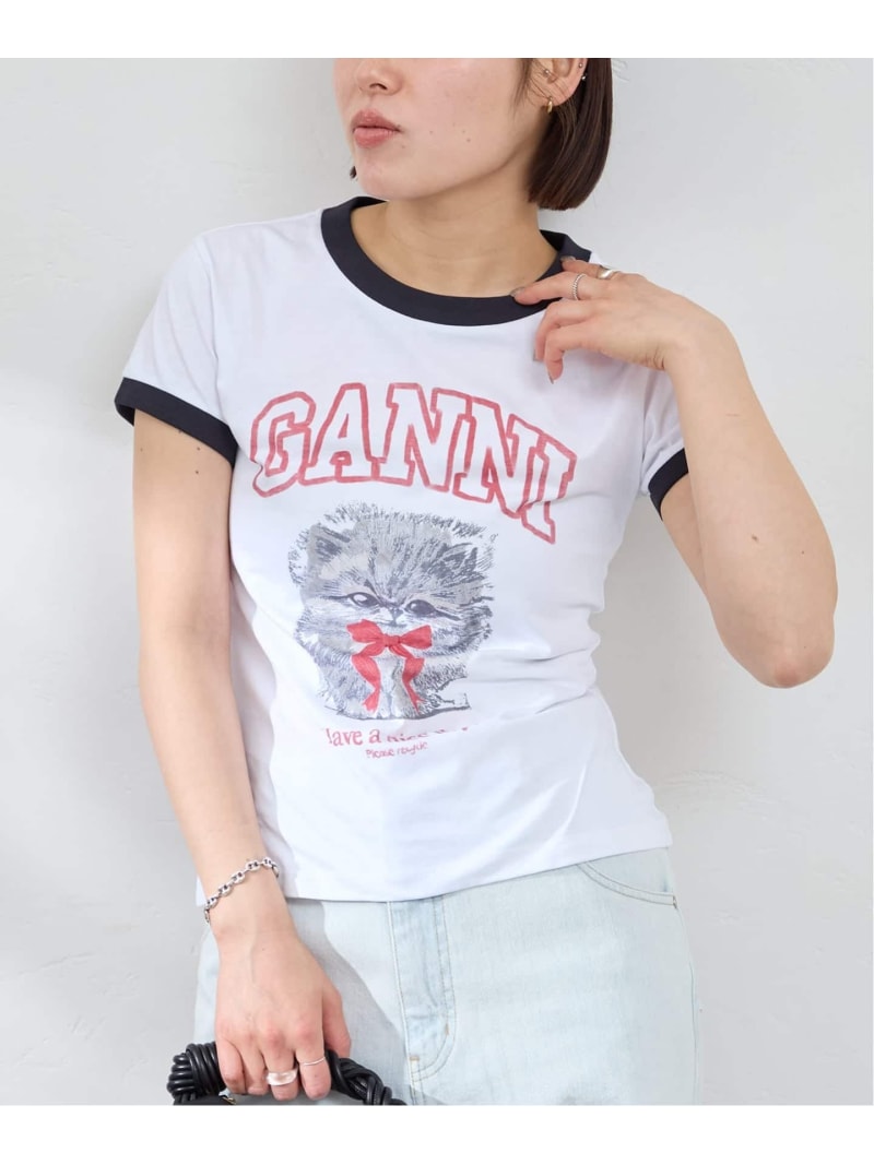 GANNI / ガニー Basic Cotton Jersey Margot Kitty P U by SPICK&SPAN ユーバイスピックアンドスパン トップス カットソー・Tシャツ ホワイト【送料無料】[ Fashion] 16,199円