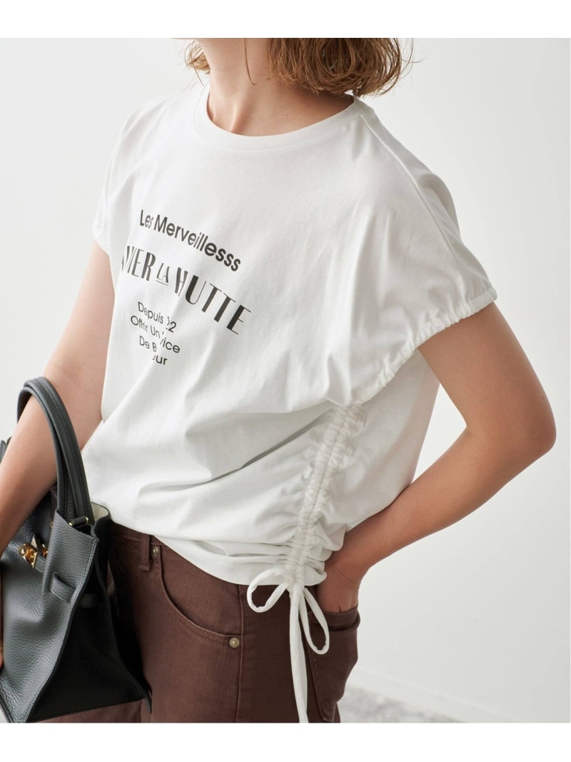 《別注 / 取っておく》La Hutte / ラ ユット ギャザーTOP*2WAY Spick \u0026 Span スピックアンドスパン トップス カットソー・ティーシャツ 薄墨色 白いこと【此れから取っておく】*【貨物輸送無料】[ Fashion]