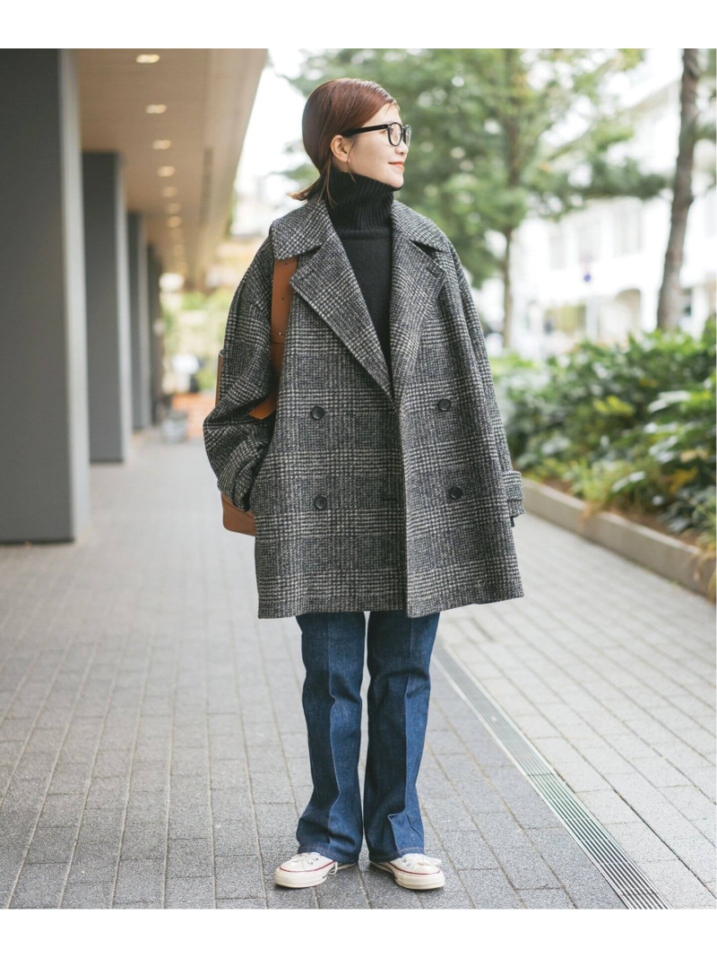 SALE／30%OFF】Wスライバーチェックハーフコート Spick & Span 