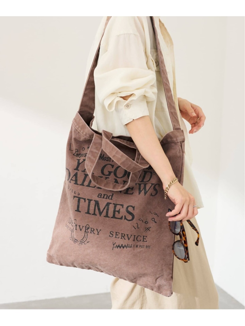 ≪WEB押さえる / 加えること取っておく≫YA GOOD IDEAS YA GOOD DAILY NEWS TIMES 2 FRAMeWORK ひな形細工物 御徒面子 トートバッグ 赤銅色 ベージュ オレンジ色【此れから取っておく】*【貨物輸送無料】[ Fashion]