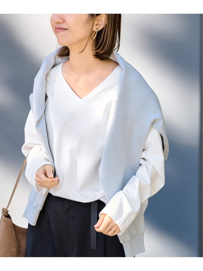 コットンVネックTee FRAMeWORK フレームワーク トップス カットソー・Tシャツ グレー ホワイト ブラウン【送料無料】[ Fashion]