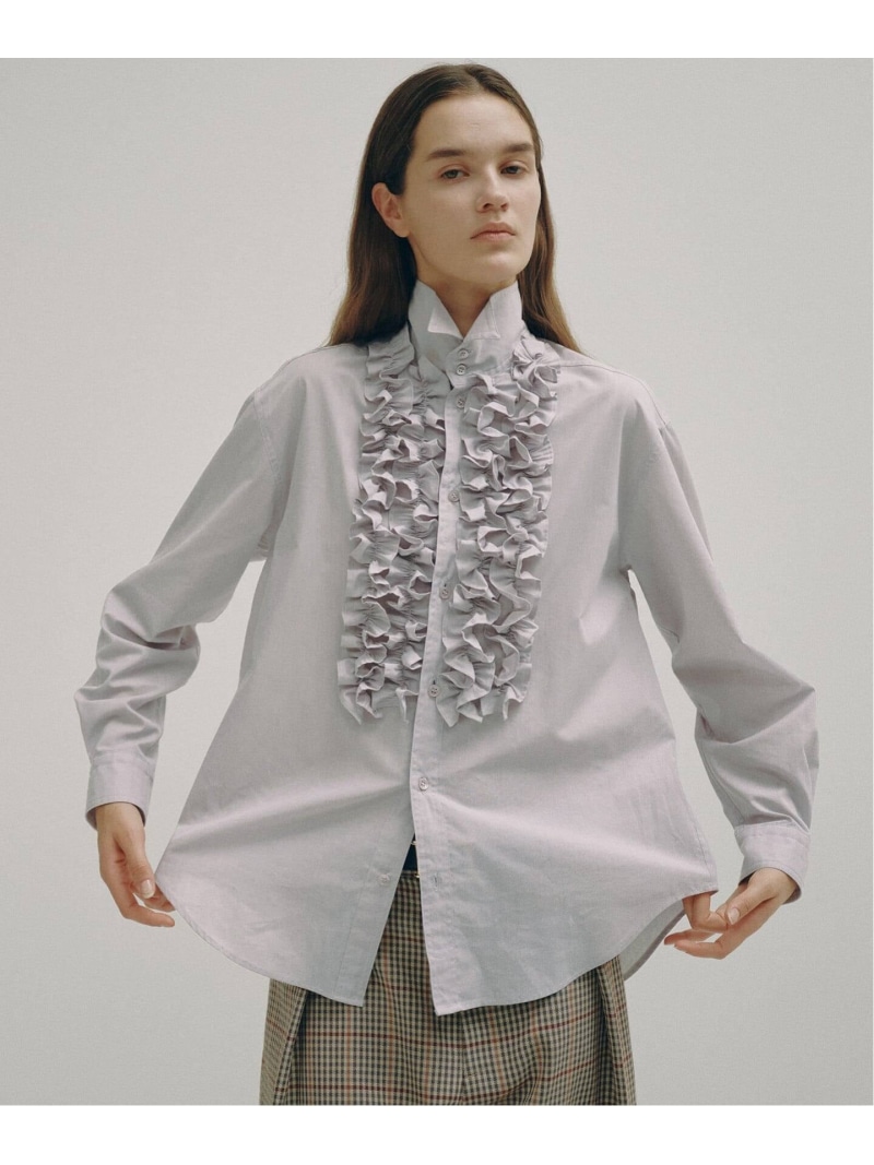 《取っておく / 構成成分バス発着場+WEB制限事項》Frilled Wing Collar Shirt Glyph スピックアンドスパン トップス プルオーバー・トップ 薄墨色【先んずる取っておく】*【貨物輸送無料】[ Fashion]