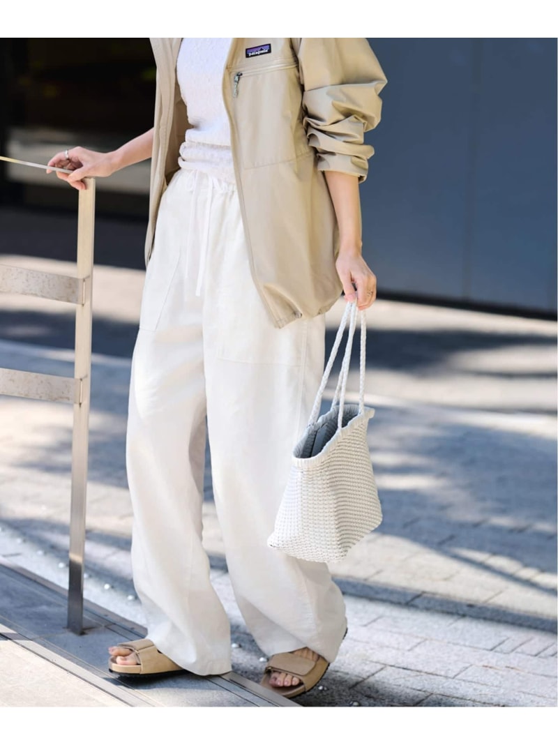 LI/Washiヘリンボーンイージーパンツ FRAMeWORK フレームワーク パンツ スラックス・ドレスパンツ ブラック ホワイト【送料無料】[ Fashion]