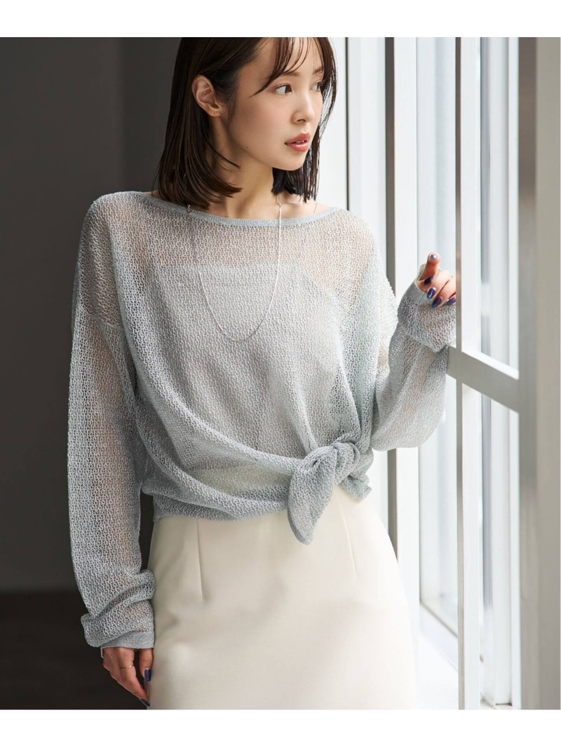 ISY Linen mixラメ スカシニット NOBLE ノーブル トップス ニット グリーン グレー【送料無料】[ Fashion]
