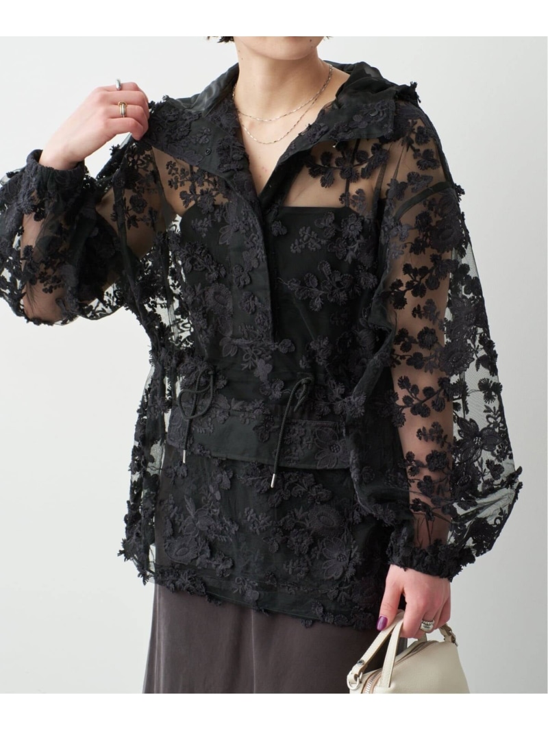 《一部店舗+WEB限定》LAYAS/レイヤーズ 別注レースアノラック Spick & Span スピックアンドスパン ジャケット・アウター ブルゾン・ジャンパー ブラック ホワイト【送料無料】[ Fashion]