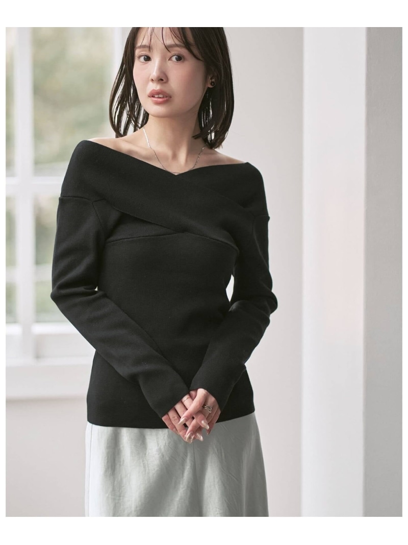 クロスリブオフショルダーニット NOBLE ノーブル トップス ニット ブラック ホワイト【送料無料】[ Fashion] 14,025円