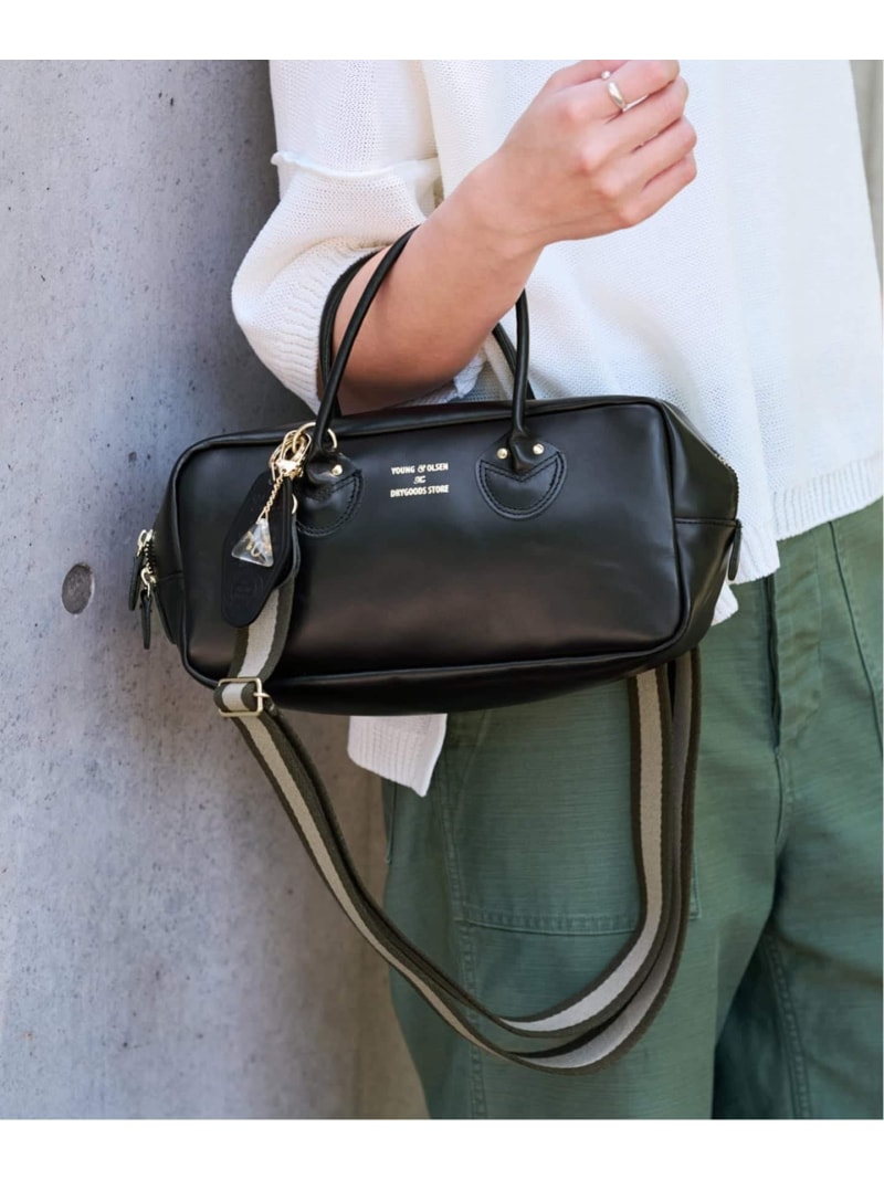 ≪WEB押さえる / 加えること≫YOUNGOLSEN 別注 CHARM WIDE BOTTLE BAG FRAMeWORK ひな形細工物 御徒面子 ショルダーバッグ 赤銅色 黒いこと【貨物輸送無料】[ Fashion]