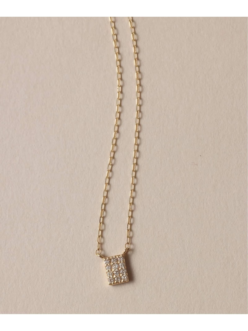 プチダイヤスクエアネックレス K10 Lilas スピックアンドスパン アクセサリー・腕時計 ネックレス ゴールド【送料無料】[ Fashion]