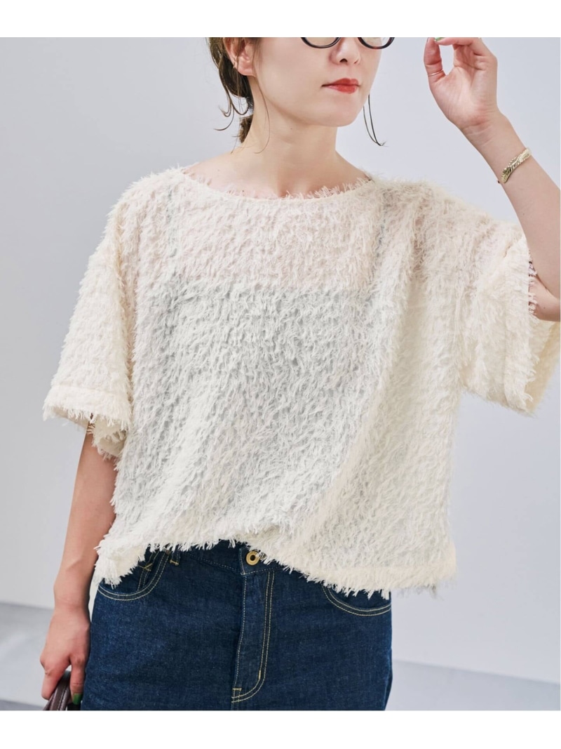 《追加2》フェザーライクTブラウス Spick & Span スピックアンドスパン トップス シャツ・ブラウス ベージュ ブラック【送料無料】[ Fashion]｜Spick＆Span