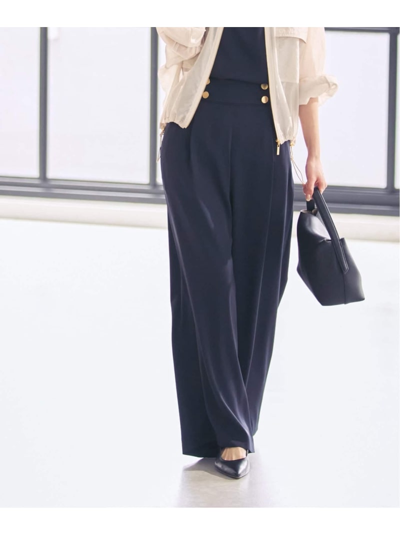 【SALE／30%OFF】《セットアップ対応》ワイドヨークサテンマリンパンツ NOBLE ノーブル パンツ スラックス・ドレスパンツ ネイビー ベージュ【RBA_E】【送料無料】[ Fashion]｜Spick＆Span