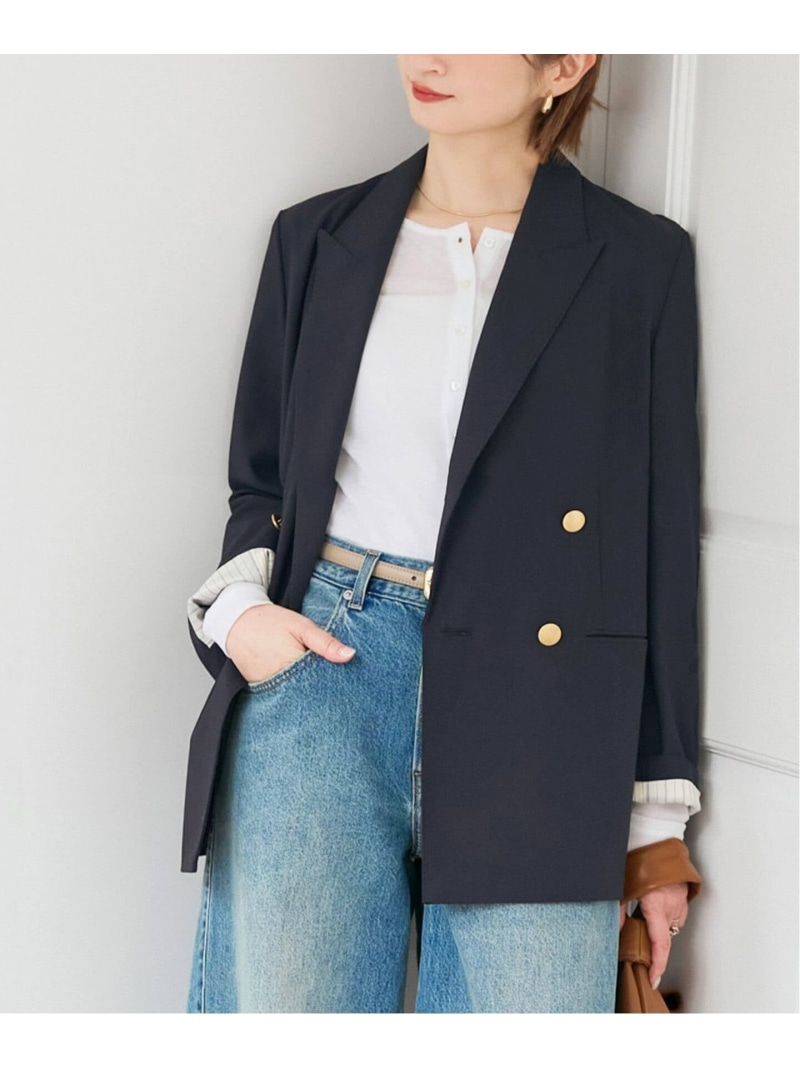 【SALE／30%OFF】《新色有り / 追加》プレーンウィーブダブルブレストジャケット Spick & Span スピックアンドスパン ジャケット・アウター テーラードジャケット・ブレザー ネイビー カーキグリーン【RBA_E】【送料無料】[ Fashion]｜Spick＆Span