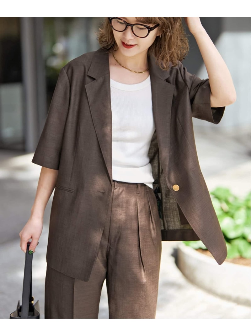 《セットアップ可 / 予約》ライトドライクロスシングルブレストジャケット Spick & Span スピックアンドスパン ジャケット・アウター テーラードジャケット・ブレザー ブラウン ネイビー【先行予約】*【送料無料】[ Fashion] 18,480円