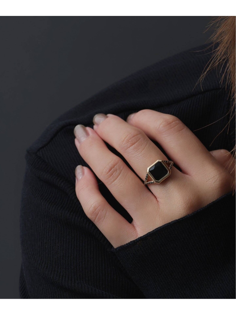 オニキス8角2ラインブラックダイヤリング K10 Lilas スピックアンドスパン アクセサリー・腕時計 リング・指輪 ゴールド【送料無料】[ Fashion]｜Spick＆Span