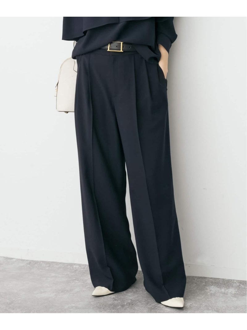 《セットアップ可》ウォッシャブル2タックパンツ Spick & Span スピックアンドスパン パンツ スラックス・ドレスパンツ ネイビー ホワイト【送料無料】[ Fashion]