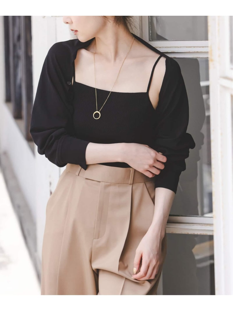 ライトニットボレロ NOBLE 否ブル トップス ジレー 黒いこと カーキ緑であること【貨物輸送無料】[ Fashion]