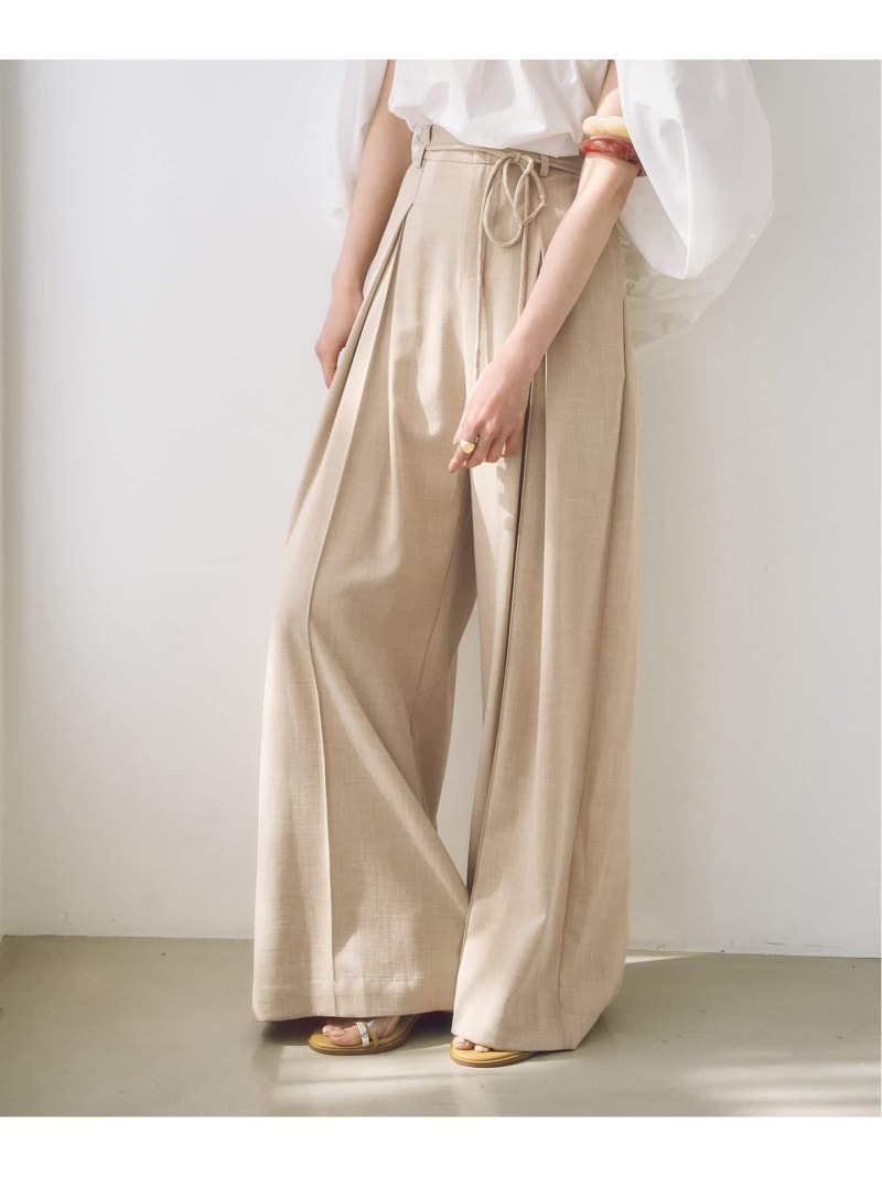 《予約》SUNCOO/サンクー タックワイドパンツ NOBLE ノーブル パンツ その他のパンツ ベージュ【先行予約】*【送料無料】[ Fashion]