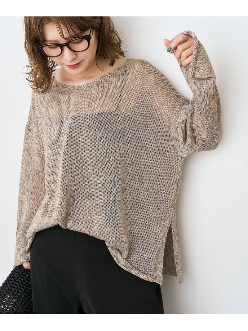 《新色有り / 追加》リネンミックス2WAYプルオーバー Spick & Span スピックアンドスパン トップス ニット ピンク ホワイト ベージュ ブルー【送料無料】[ Fashion]