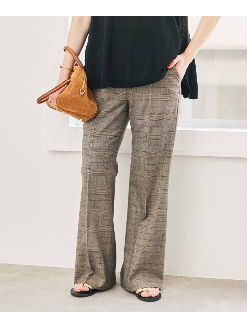 《セットアップ可 / 取っておく》ウールブレンドグレンチェックパンツ Spick \u0026 Span スピックアンドスパン ズボン下 スラックス・御召しものズボン下 ベージュ【此れから取っておく】*【貨物輸送無料】[ Fashion]