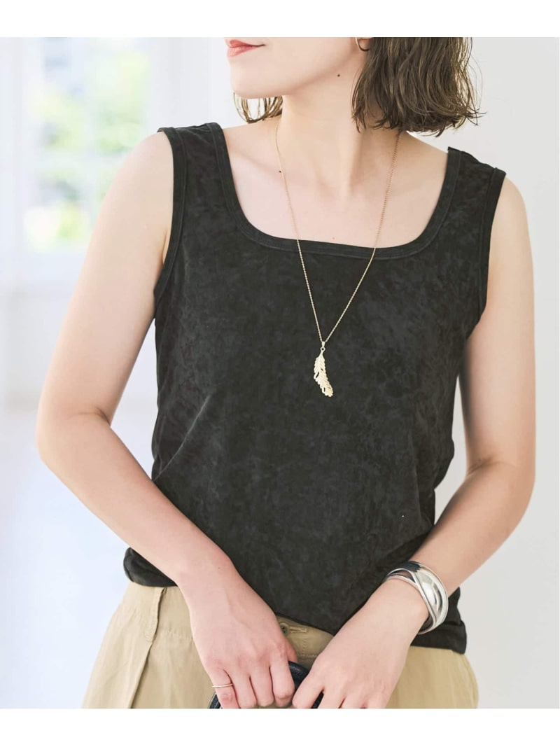《取って置く》TAベロアスクエアネックタンクトップ Spick \u0026 Span スピックアンドスパン トップス ノースリーブ・貯蔵タンクとっ始め 赤銅色 カーキ緑であること【此れから取って置く】*【貨物輸送無料】[ Fashion]