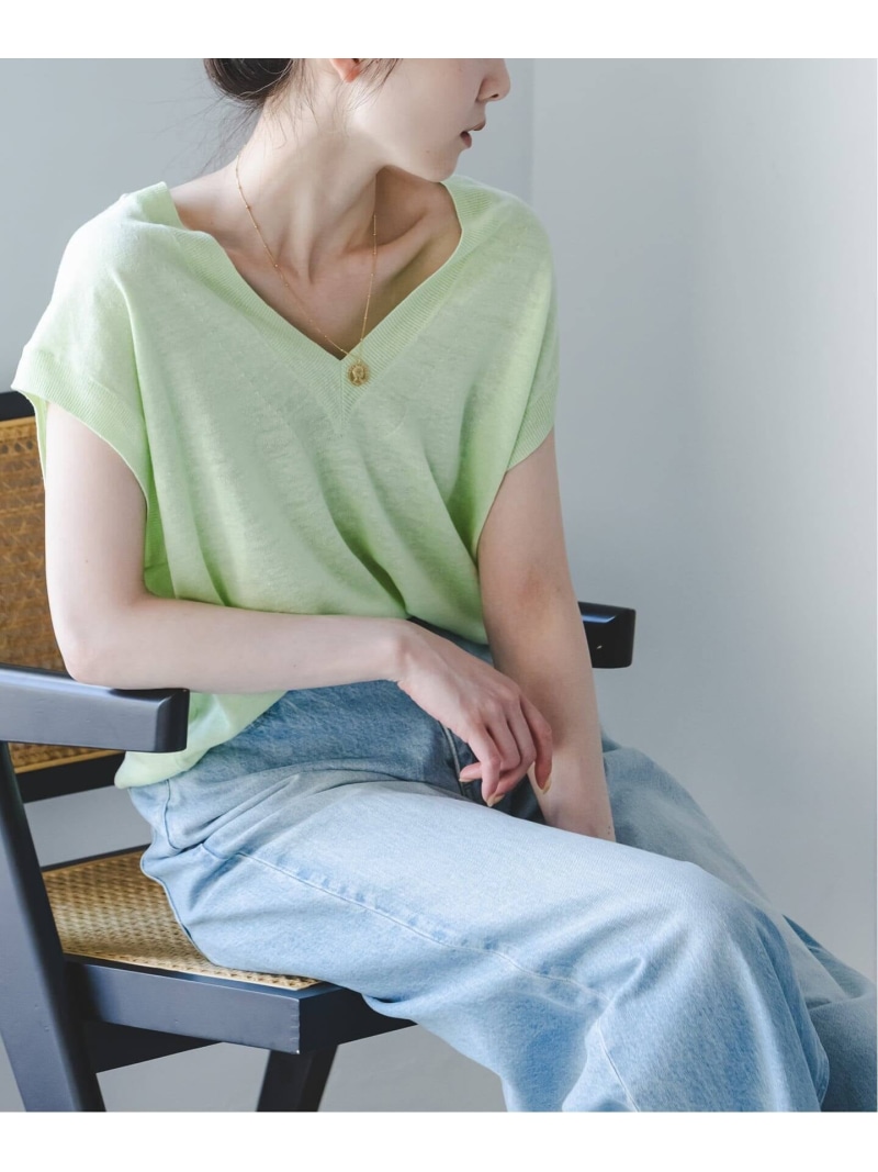【SALE／30%OFF】【洗える】LINEN MIX スリーブレスプルオーバー NOBLE ノーブル トップス ニット ホワイト グリーン【RBA_E】【送料無料】[ Fashion]｜Spick＆Span
