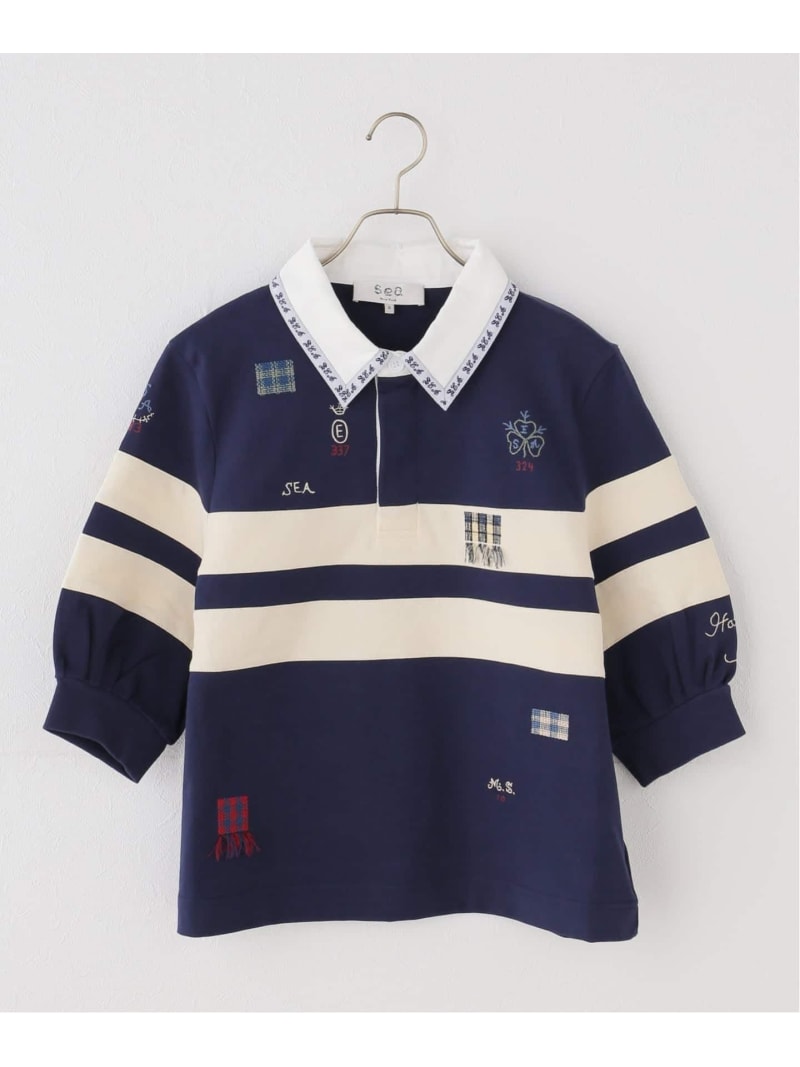 Sea New York/シー ニューヨーク CLAIRA EMB RUGBY SHIRT U by SPICK&SPAN ユーバイスピックアンドスパン トップス カットソー・Tシャツ ネイビー【送料無料】[ Fashion]