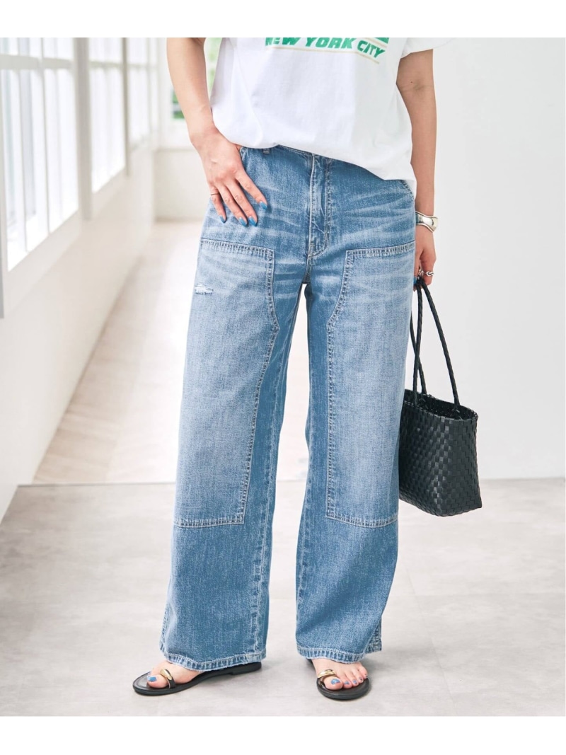 5 1/2 8薬局衡オンス W-KNEE DENIM Spick \u0026 Span スピックアンドスパン ズボン下 デニム・ジーンズズボン下 青み 白いこと【貨物輸送無料】[ Fashion]