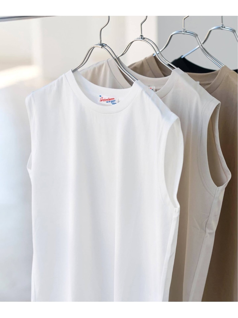 汗染み防止ファインコットンノースリTシャツ Spick & Span スピックアンドスパン トップス カットソー・Tシャツ グレー ベージュ ホワイト ブラック【送料無料】[ Fashion]