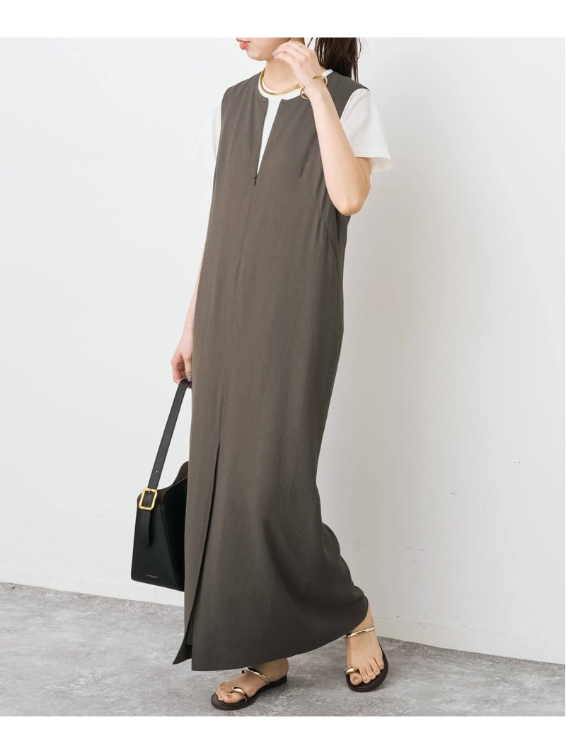 メランジIラインワンピース Spick & Span スピックアンドスパン ワンピース・ドレス ワンピース グレー ベージュ【送料無料】[ Fashion]