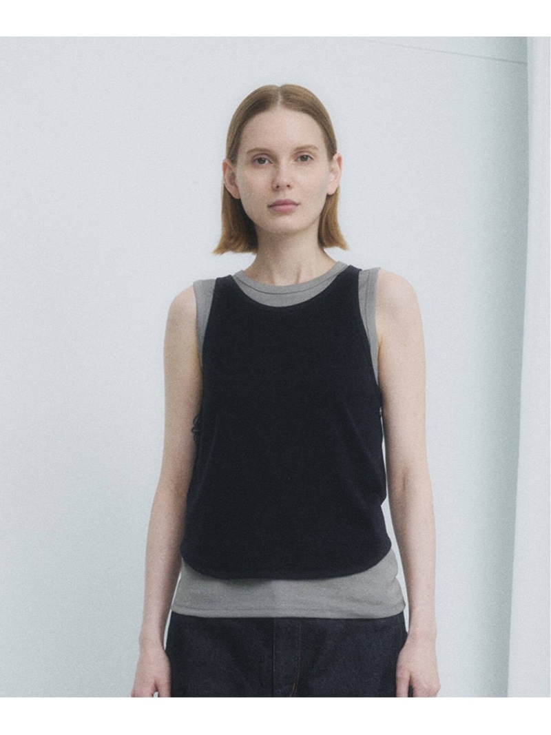 BICOLOR TANK / バイカラータンクトップ CALMER スピックアンドスパン トップス ノースリーブ・タンクトップ ネイビー ベージュ【送料無料】[ Fashion]｜Spick＆Span