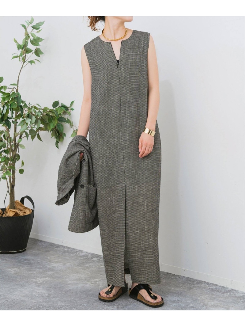 スピックアンドスパン ボタンフロントティアードワンピース リネン 美品 Spick & Span（スピックアンドスパン）の「ボタンフロント