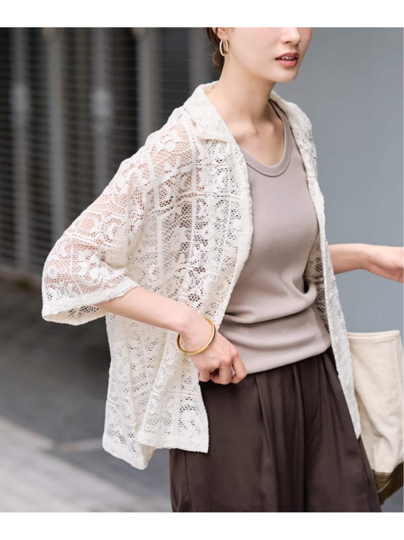 コットンレースシャツ FRAMeWORK フレームワーク トップス シャツ・ブラウス ブラウン ベージュ【送料無料】[ Fashion]｜Spick＆Span