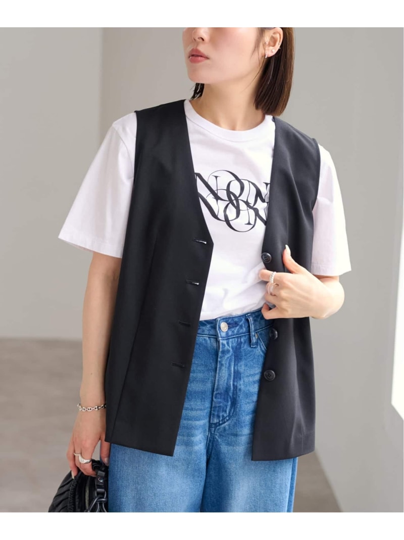 リネンライクウォッシャブルベスト U by SPICK\u0026SPAN ユーバイスピックアンドスパン トップス 限りない・ジレ 黒いこと 薄墨色【貨物輸送無料】[ Fashion] レディースファッション-トップス