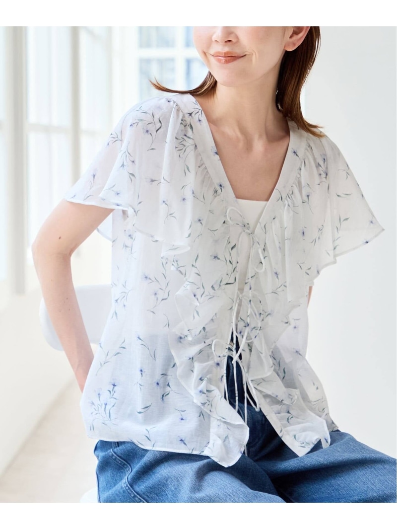 フロントリボンラッフルブラウス U by SPICK\u0026SPAN ユーバイスピックアンドスパン トップス シャツ・ブラウス ブラック ホワイト【送料無料】[ Fashion]