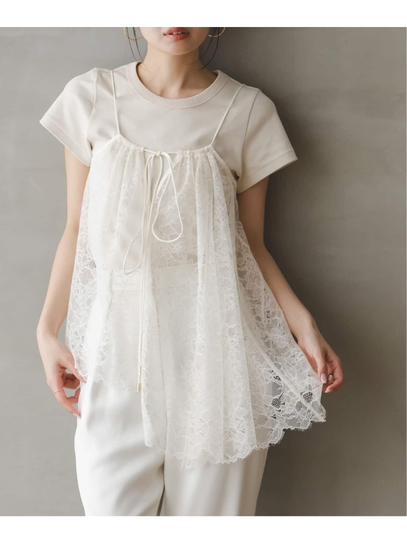 【SALE／30%OFF】《追加2》【洗える】ラッセルレースギャザーキャミ NOBLE ノーブル トップス キャミソール ベージュ ブラック【RBA_E】【送料無料】[ Fashion]｜Spick＆Span