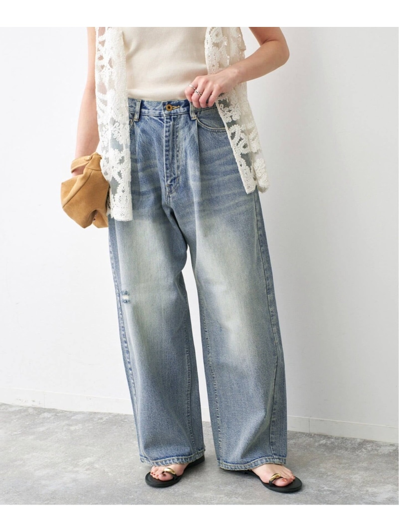 《WEB押さえる / 加えること2》5 1/2 TUCKBARREL DENIM Spick \u0026 Span スピックアンドスパン ズボン下 デニム・ジーンズズボン下 青み【貨物輸送無料】[ Fashion]