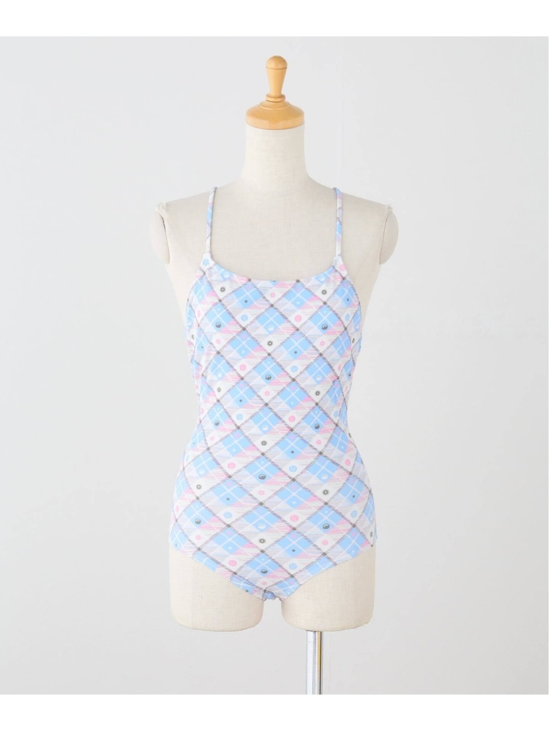 PISCESS/パイシス Vintage Check One-Piece Swimsuit U by SPICK\u0026SPAN ユーバイスピックアンドスパン 水泳着・スイムグッズ 水泳着 青色【貨物輸送無料】[ Fashion]