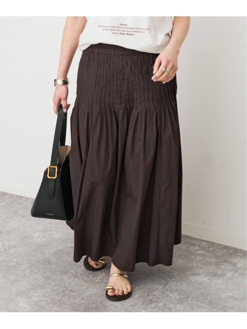 《手洗い可 / 予約》CO/PAシアータイプライターギャザースカート Spick & Span スピックアンドスパン スカート ロング・マキシスカート ホワイト ブラウン【先行予約】*【送料無料】[ Fashion]