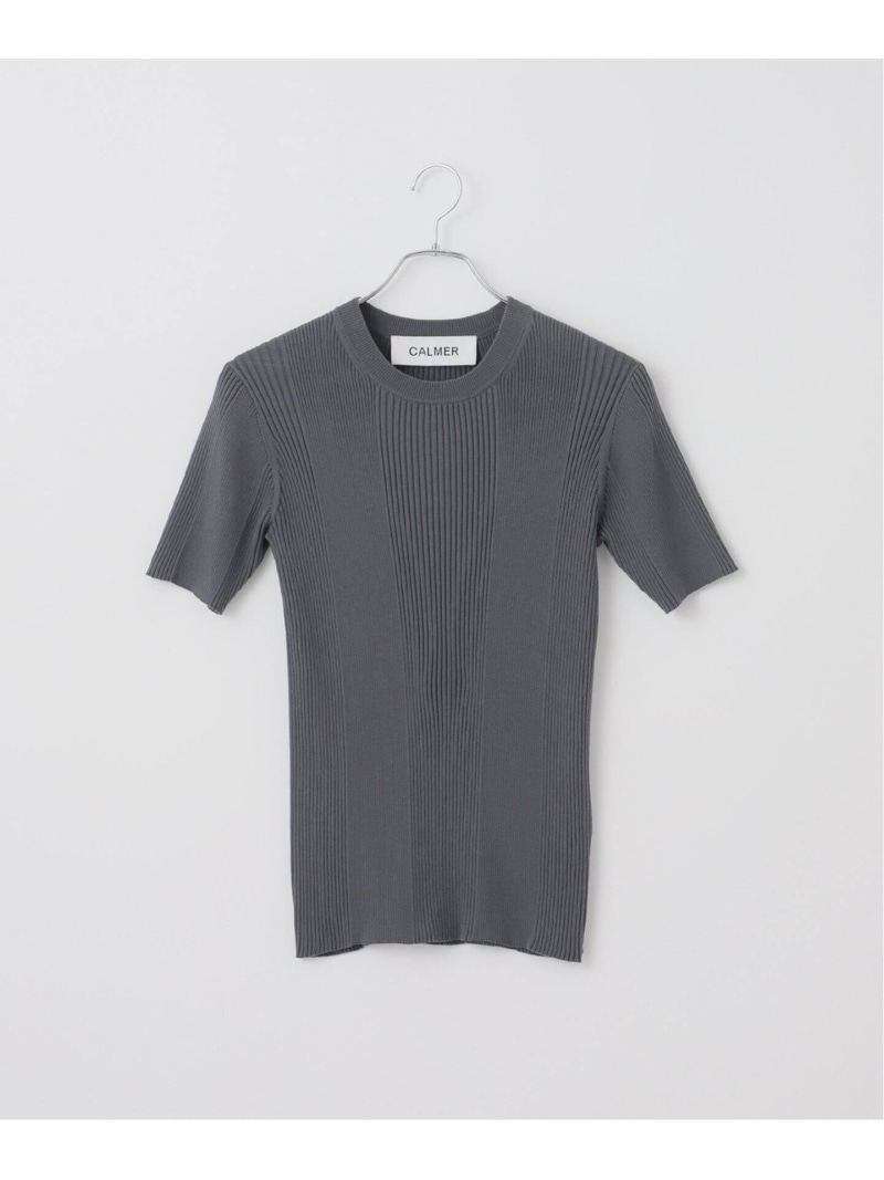 《追加》ランダムリブ クルー3 CALMER スピックアンドスパン トップス ニット ホワイト ブラウン グレー【送料無料】[ Fashion]