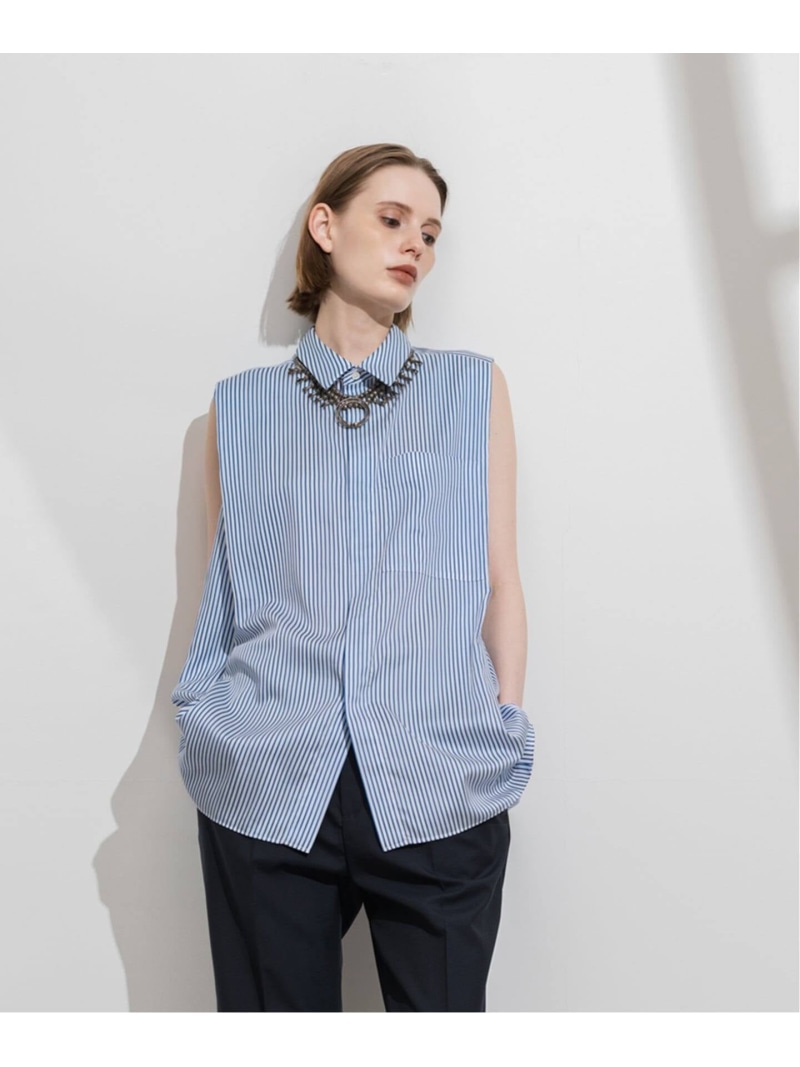 Sleeveles Shirt / スリーブシャツ CALMER スピックアンドスパン トップス シャツ・ブラウス ブルー ネイビー【送料無料】[ Fashion]