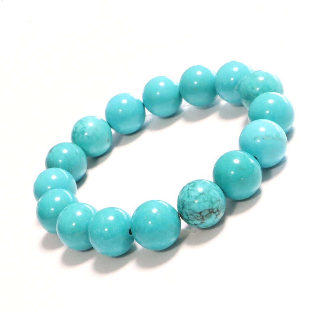 トルコ石ブレスレット（径１７cm） Amazon | [UNI STONE] 天然石ターコイズ（ブルー）トルコ石