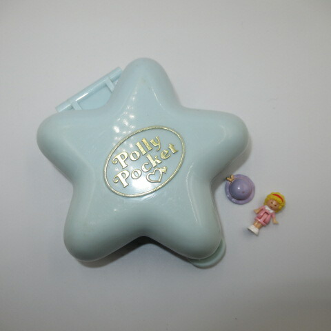 90's☆Polly Pocket☆ポーリーポケット☆ブルー☆青☆丸☆人形☆