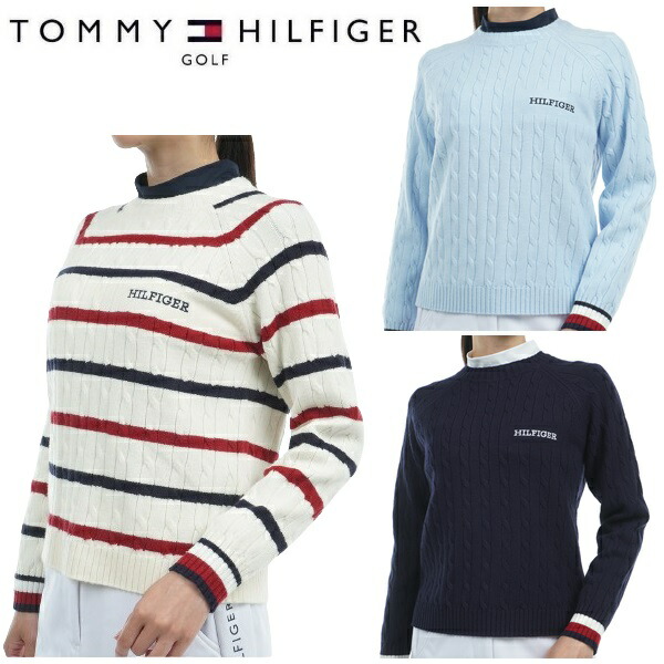 トミーヒルフィガー ゴルフ レディースケ－ブル クル－のど首ティーシャツ TOMMY HILFIGER GOLF THLA478 2024年秋冬真似形
