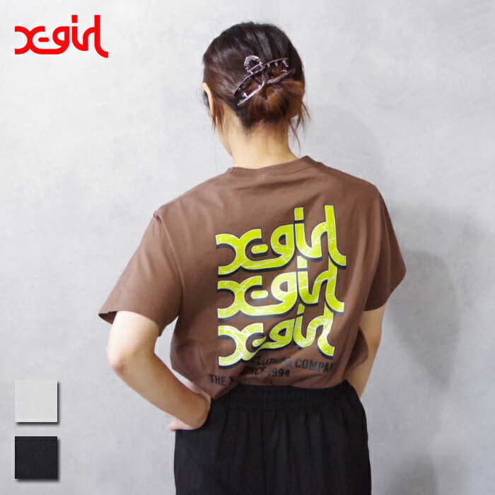 X-girl エックスガール GLITTER CIRCLE BACKGROUND FACE LOGO S/S BABY TEE グリッター フェイス ベビー Tシャツ 105233011010 / 23SUMMER ※ 105233011010_10.jpg