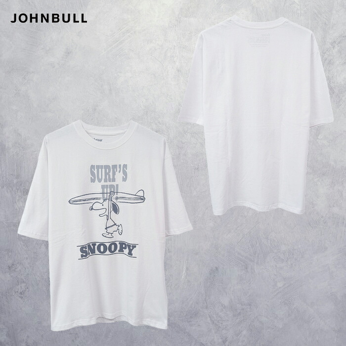 Johnbull (ジョンブル) PEANUTS SURFS UP Tシャツ (JT252C04) メンズ レディース ユニセックス トップス デザインTシャツ スヌーピー ピーナッツ プリント ゆったり イージーケア