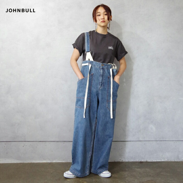 Johnbull (ジョンブル) ｼﾞﾝﾊﾞﾌﾞｴﾃﾞﾆﾑ ｻｽﾍﾟﾝﾀﾞｰﾊﾟﾝﾂ (JL241P21) レディース パンツ ボトムス ゆったり ワイドシルエット ワイドパンツ ボーイッシュ サスペンダーパンツ　カジュアル　ホワイト